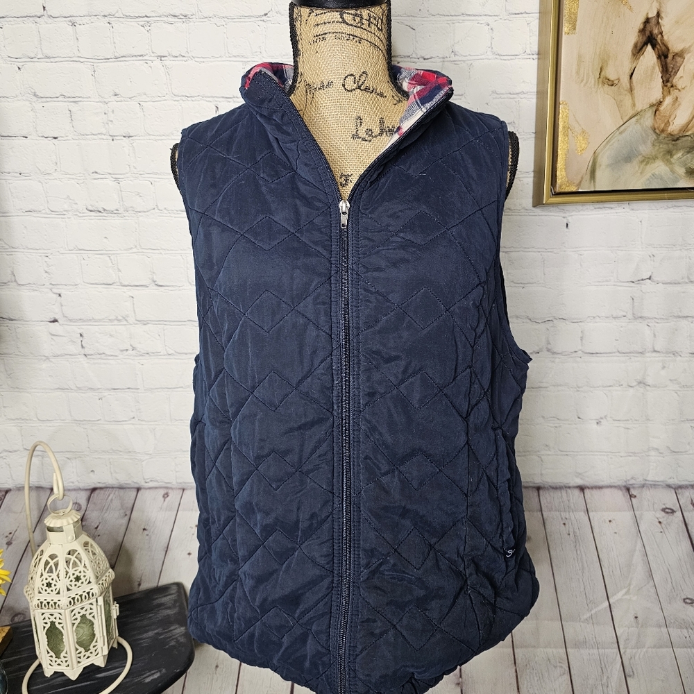 Supplies navy blue & plaid vest